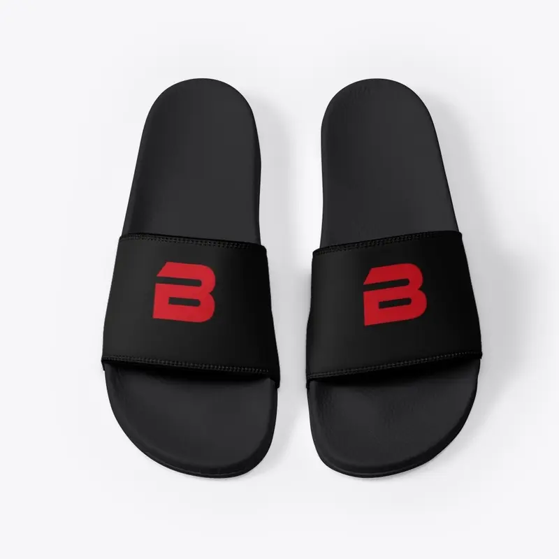 BILLY ROSE BLK/RED STAMPED SLIDES